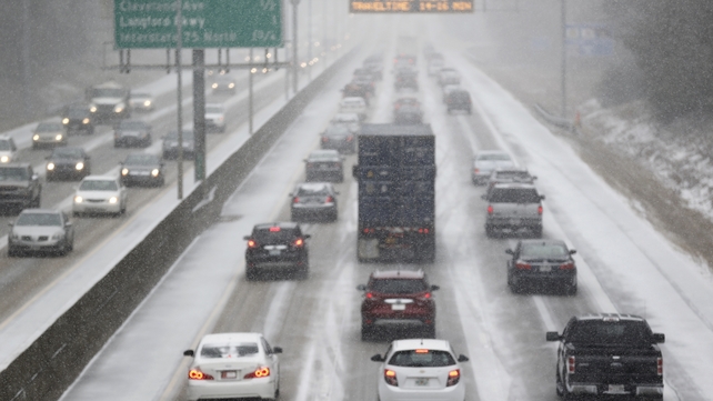 Motorists in Atlanta, Georgia faced difficult conditions on their morning commute (Pic: EPA) Motorists in Atlanta, Georgia faced difficult conditions on their morning commute (Pic: EPA)