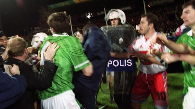 Tony Cascarino at the end of the match in Bursa in 1999