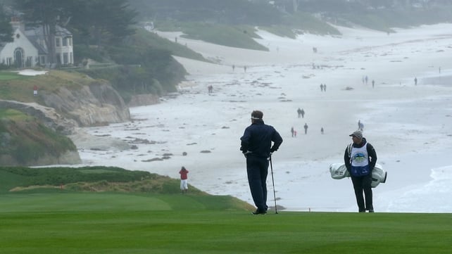 New England Patriots coach Bill Belichick ponders a difficult approach on the Monterey Peninsula course