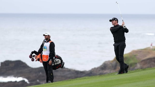 Jimmy Walker playing the ninth en route to victory at the AT&T Pebble Beach National Pro-Am