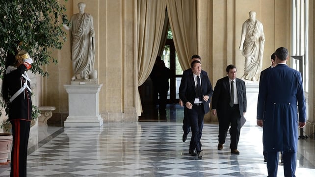 Matteo Renzi (centre) held talks with President Giorgio Napolitano this morning (Pic: EPA) Matteo Renzi (centre) held talks with President Giorgio Napolitano this morning (Pic: EPA)