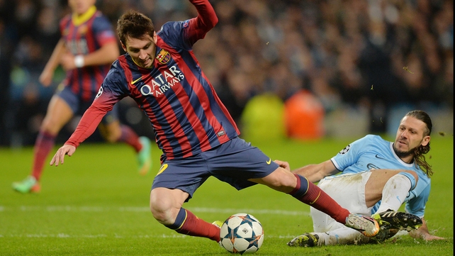 Martin Demichelis fouls Lionel Messi in what proved to be the game's decisive moment