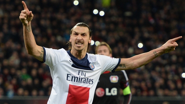 Zlatan Ibrahimovic celebrates his first goal