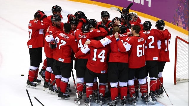 Canada celebrate their gold medal triumph