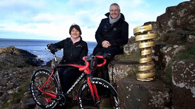 Stephen Roche with Northern Ireland Tourism Minister Arlene Foster