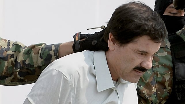 Mexican drug trafficker Joaquin Guzman Loera aka 'el Chapo Guzman', is escorted by marines as he is presented to the press Mexican drug trafficker Joaquin Guzman Loera aka 'el Chapo Guzman', is escorted by marines as he is presented to the press