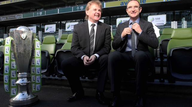 St Pat's boss Liam Buckley with Martin O'Neill at the Aviva