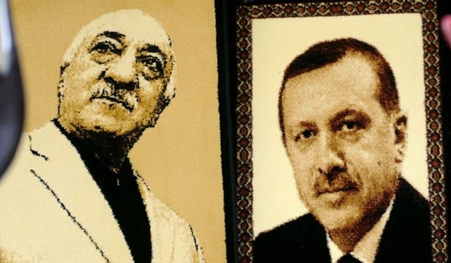Former ally of Recep Tayyip Erdogan, Fethullah Gulen pictured left lives in the US Former ally of Recep Tayyip Erdogan, Fethullah Gulen pictured left lives in the US