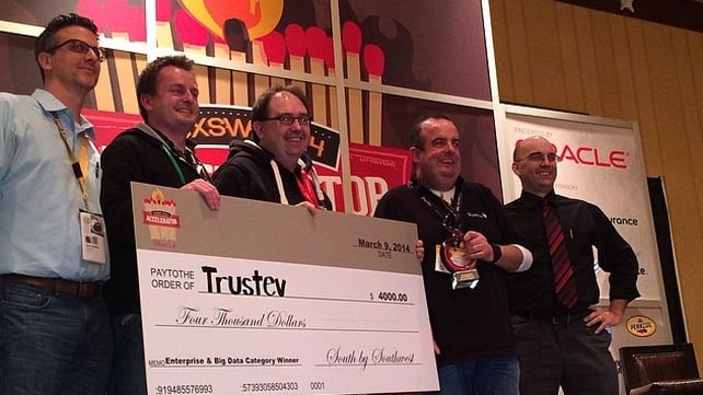 Trustev pictured at the SXSW Accelerator awards in Texas Trustev pictured at the SXSW Accelerator awards in Texas