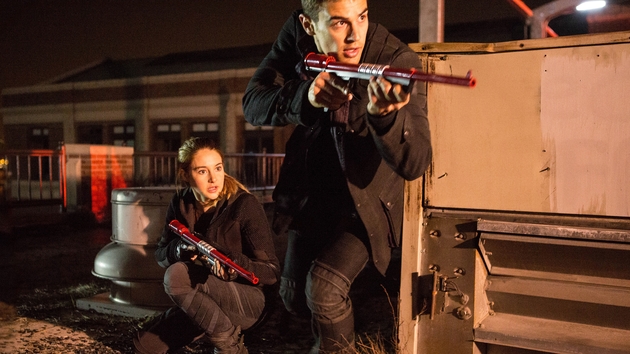 Whether talking, shooting or smooching, Shailene Woodley's chemistry here with love interest Theo James is good