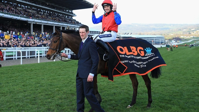 Ruby Walsh celebrates a sixth Cheltenham victory for Quevega
