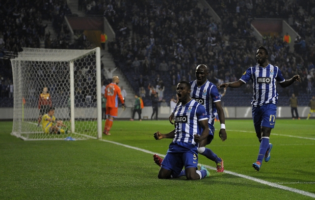 Porto's Colombian forward Jackson celebrates after scoring