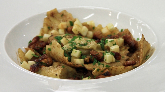 Pork and Apple Ravioli, tossed in a Walnut Beurre Noisette Pork and Apple Ravioli, tossed in a Walnut Beurre Noisette