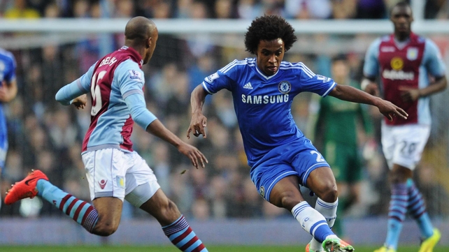 Nine-man Chelsea beaten by Villa