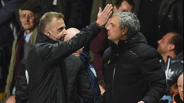 Chelsea boss Jose Mourinho was sent off against Aston Villa