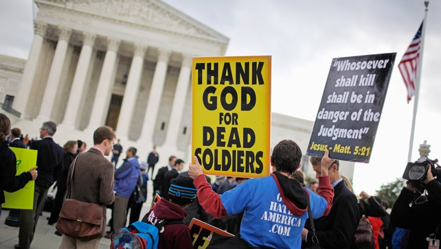 The Westboro Baptist Church has held protests at the funerals of soldiers killed in Iraq and Afghanistan The Westboro Baptist Church has held protests at the funerals of soldiers killed in Iraq and Afghanistan