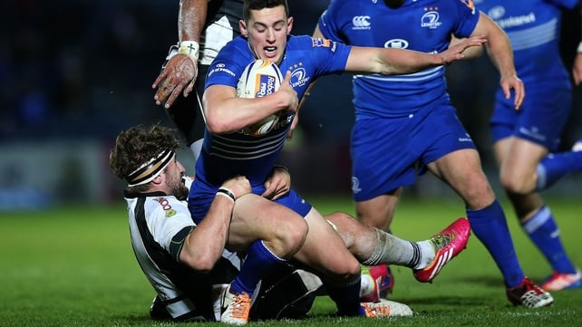 Zebre's Filippo Ferrarini can't stop Noel Reid going over for Leinster's first try
