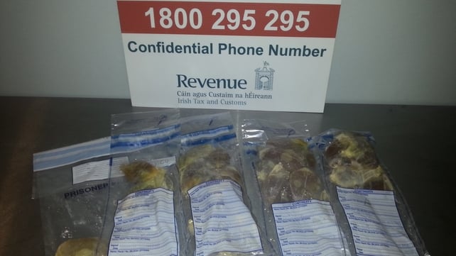 The man was handed over to the gardaí at Dublin Airport and produced 39 packages filled with liquid cocaine The man was handed over to the gardaí at Dublin Airport and produced 39 packages filled with liquid cocaine