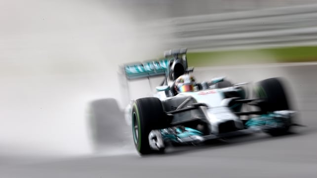 Lewis Hamilton in action during qualifying