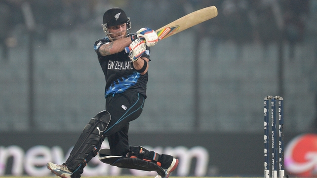 Brendon McCullum hits a six