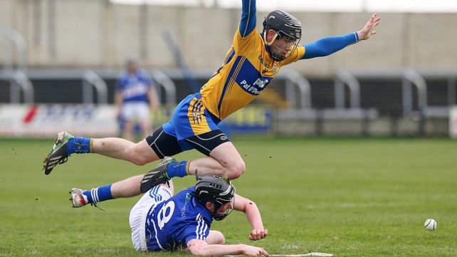 Laois' Paddy Purcell and Patrick Donnellan of Clare