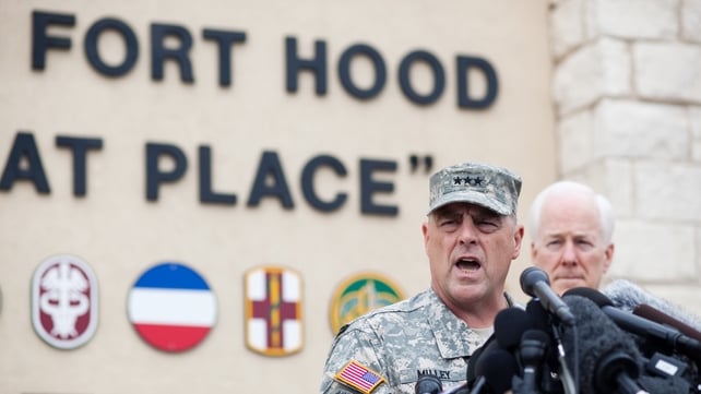 Lieutentant General Mark Milley, Fort Hood commander, speaks to the press about fatal shooting incident Lieutentant General Mark Milley, Fort Hood commander, speaks to the press about fatal shooting incident