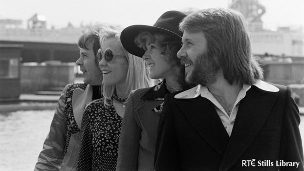 Swedish Pop Group ABBA, Brighton, England (1974). Photographer: Roy Bedell
