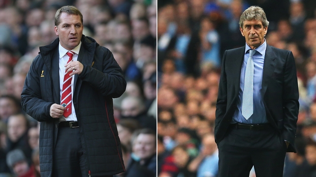 Liverpool's Brendan Rodgers and Manuel Pellegrini of Manchester City go head-to-head on Sunday