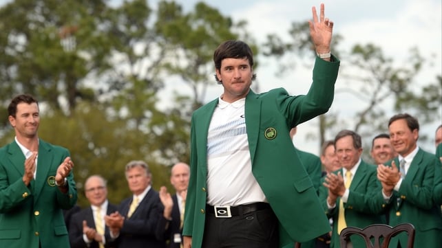 Bubba Watson waves to the patrons after Masters victory number two