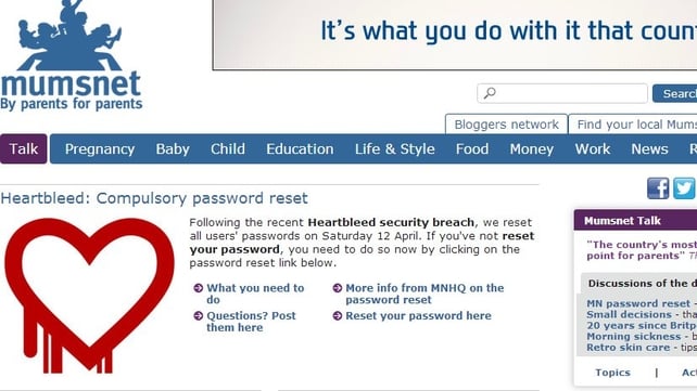 British parenting website Mumsnet is the latest organisation to have been hacked due to the 'Heartbleed' bug British parenting website Mumsnet is the latest organisation to have been hacked due to the 'Heartbleed' bug