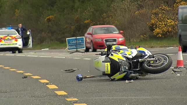 A garda was injured when a stolen vehicle rammed his motorbike A garda was injured when a stolen vehicle rammed his motorbike