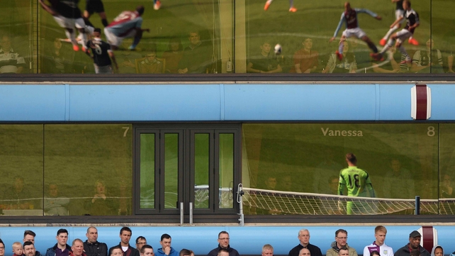 Aston Villa & Southampton reflected in the Villa Park corporate box windows
