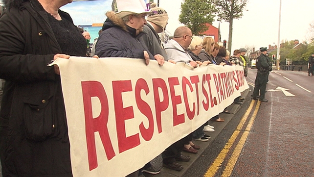 Protests were staged by residents near St Patrick's Church Protests were staged by residents near St Patrick's Church