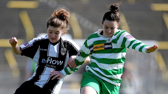 Clare Shine (L) is out for Raheny with a broken leg