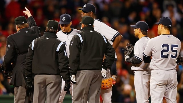 Some neck - Michael Pineda gets his marching orders as the Yankees were beaten by arch rivals Boston Red Sox