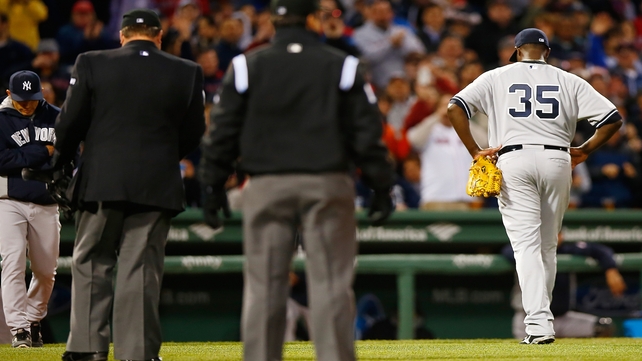 Some neck - Michael Pineda gets his marching orders as the Yankees were beaten by arch rivals Boston Red Sox
