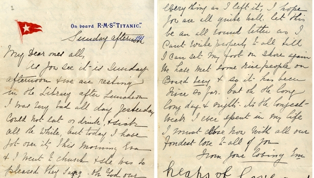 The letter was penned by second class passenger Esther Hart just hours before the liner struck an iceberg The letter was penned by second class passenger Esther Hart just hours before the liner struck an iceberg