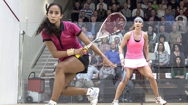 Nouran Ahmed Gohar (front) has won the Irish Squash Open women's title