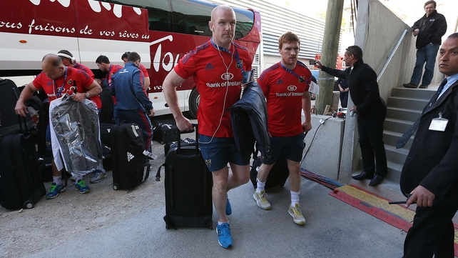 Paul O'Connell and Sean Dougall arrive at the Stade Vélodrome