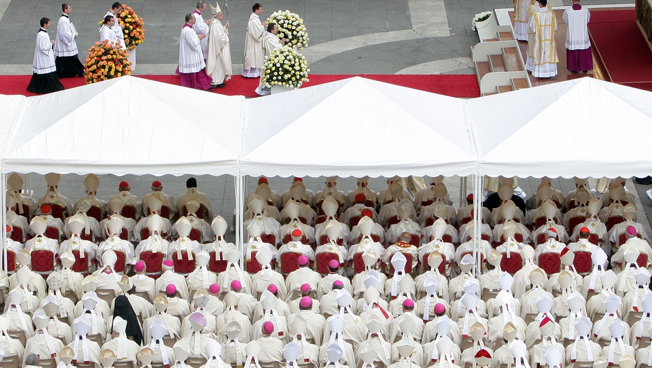 Cardinals and bishops from around the world celebrate the canonisation of Pope John Paul II and Pope John XXIII