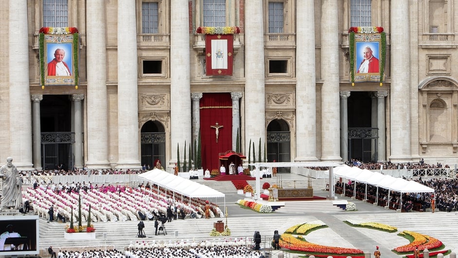 St Peter's Square as Pope Francis leads the canonisation mass