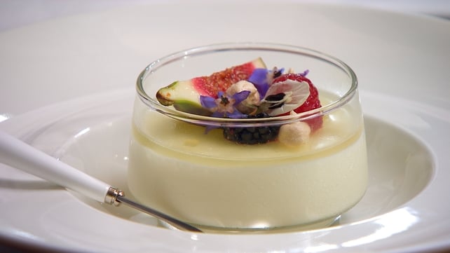 Buttermilk Pannacotta with Lemon and Ginger Jelly and seasonal Autumn Fruits Buttermilk Pannacotta with Lemon and Ginger Jelly and seasonal Autumn Fruits