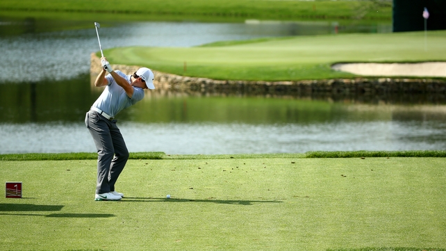Rory McIlroy plays off the 17th tee box at Quail Hollow