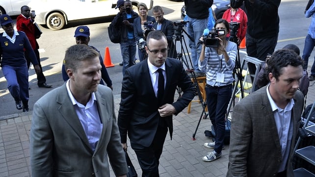 Oscar Pistorius arrives in court in Pretoria this morning Oscar Pistorius arrives in court in Pretoria this morning