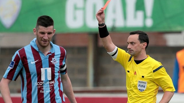 Drogheda United's Gavin Brennan was dismissed after two yellow cards