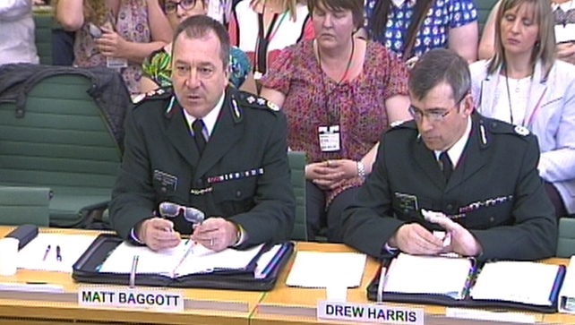 Matt Baggott and Drew Harris give evidence inside the House of Commons in central London Matt Baggott and Drew Harris give evidence inside the House of Commons in central London
