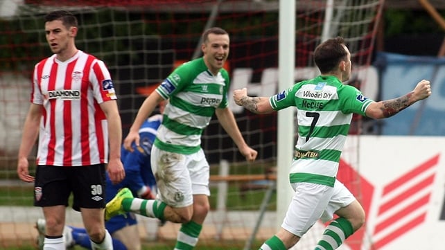 Shamrock Rovers' Gary McCabe celebrates scoring the game's only goal