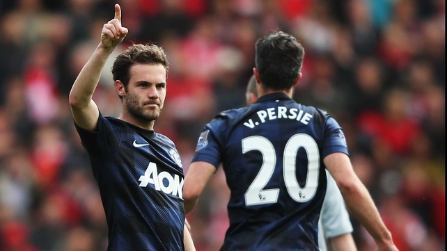 Juan Mata scored Manchester United's equaliser from a free-kick