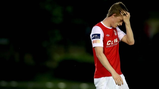 Chris Forrester reacts to a missed chance
