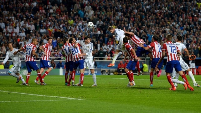 Sergio Ramos heads home Real Madrid's equaliser from the edge of the penalty area